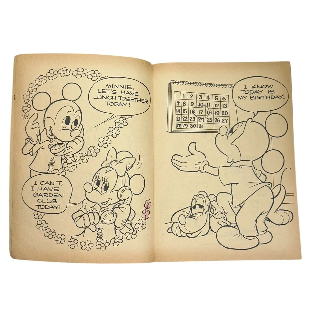 2 Vintage 1980s‎ Walt Disney  Mickey Mouse and Friends Coloring Books Retro Used